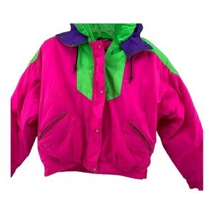 Cima Vintage Sz Medium Neon Pink Green Ski Jkt